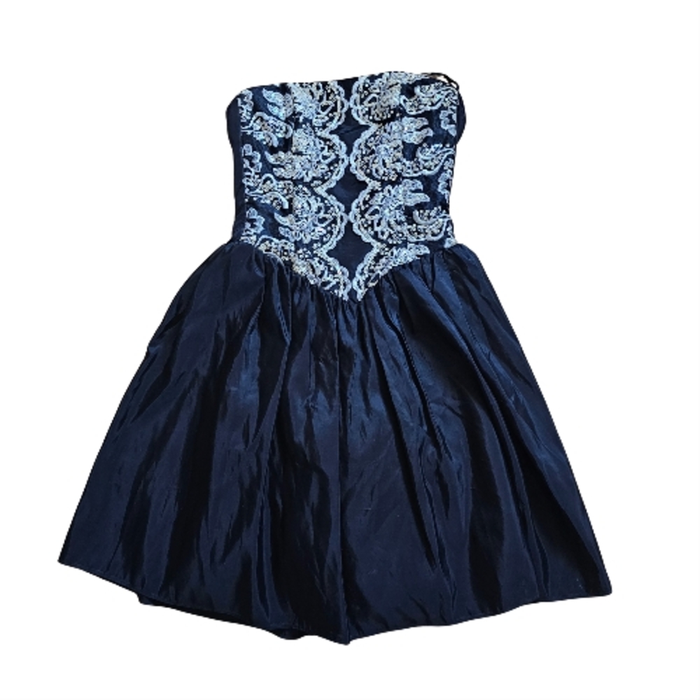 Vintage Gunne Sax by Jessica McClintock Navy Strapless Prom Dress
